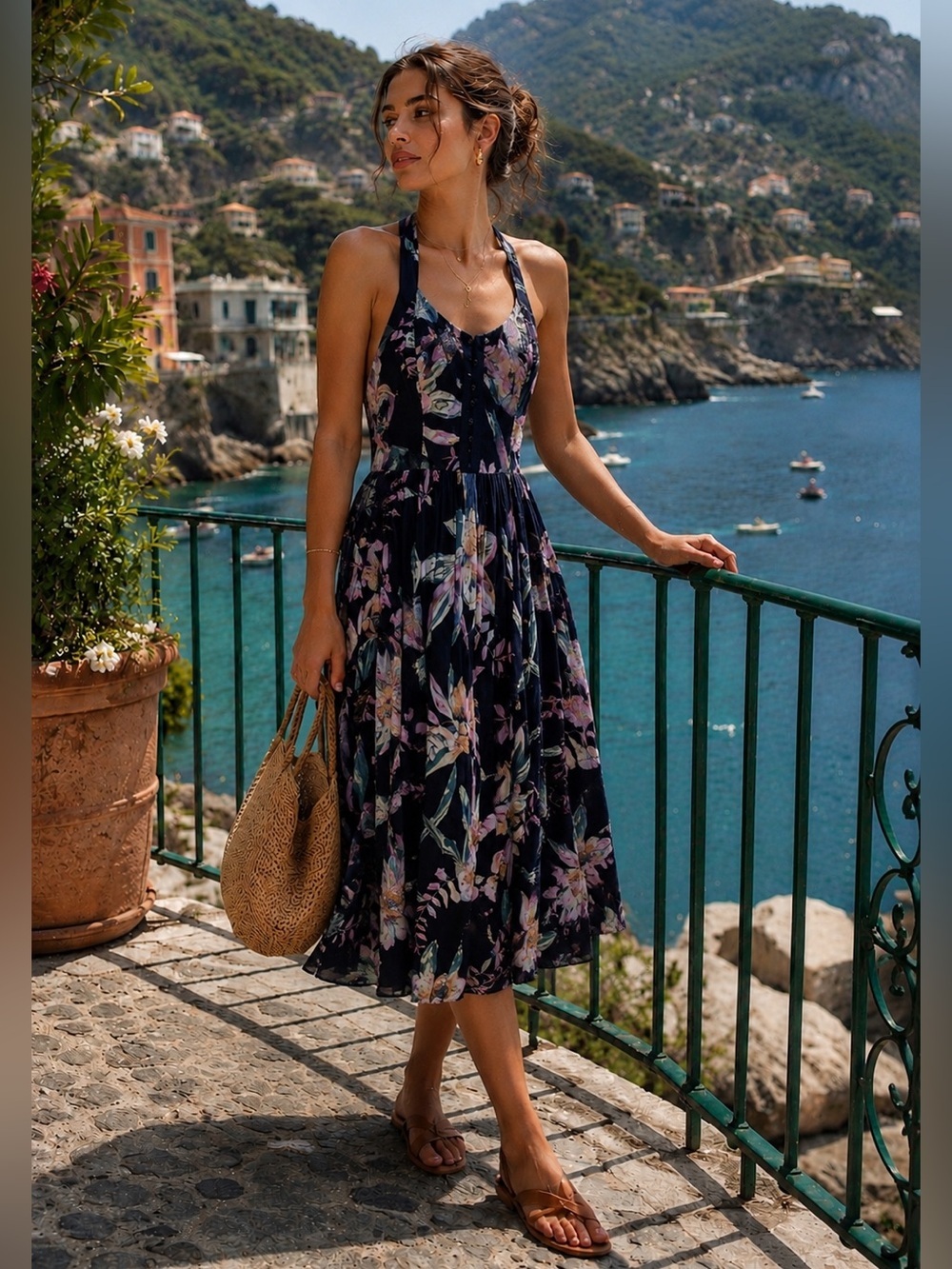 Kimchi Blue Urban Outfitters Floral Midi Dress Open Back Sm